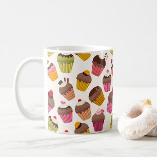 Cupcake patroon, Muffin patroon, Chocolade, Harten Koffiemok