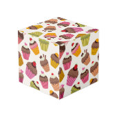 Cupcake patroon, Muffin patroon, Chocolade, Harten Kubus (Achter hoekig)