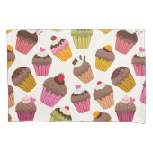 Cupcake patroon, Muffin patroon, Chocolade, Harten Kussensloop (Voorkant)