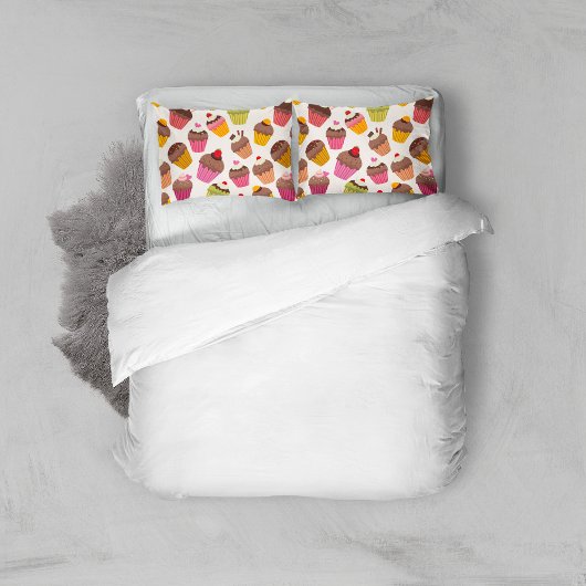 Cupcake patroon, Muffin patroon, Chocolade, Harten Kussensloop