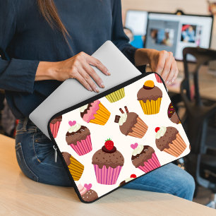 Cupcake patroon, Muffin patroon, Chocolade, Harten Laptop Sleeve