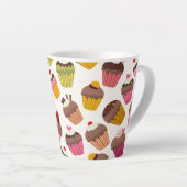 Cupcake Patroon, Muffin Patroon, Chocolade, Harten Latte Mok (Rechterhoek)