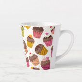 Cupcake Patroon, Muffin Patroon, Chocolade, Harten Latte Mok (Rechts)