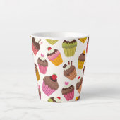 Cupcake Patroon, Muffin Patroon, Chocolade, Harten Latte Mok (Voorkant)