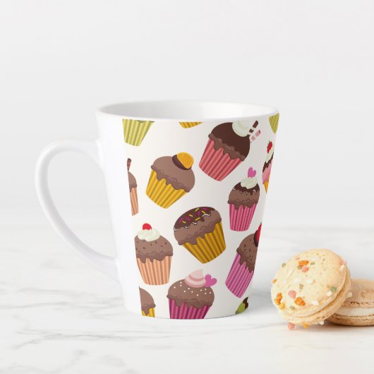 Cupcake Patroon, Muffin Patroon, Chocolade, Harten Latte Mok (In situ)