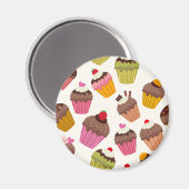 Cupcake patroon, Muffin patroon, Chocolade, Harten Magneet (Voorkant / Achterkant)