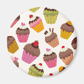 Cupcake patroon, Muffin patroon, Chocolade, Harten Magneet (Voorkant)