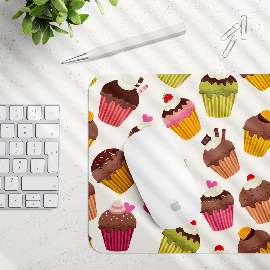 Cupcake patroon, Muffin patroon, Chocolade, Harten Muismat
