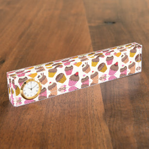 Cupcake patroon, Muffin patroon, Chocolade, Harten Naambordje