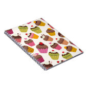 Cupcake patroon, Muffin patroon, Chocolade, Harten Notitieboek (Rechterzijde)