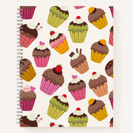 Cupcake patroon, Muffin patroon, Chocolade, Harten Notitieboek (Voorkant)