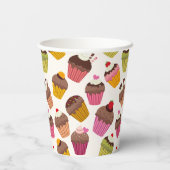 Cupcake patroon, Muffin patroon, Chocolade, Harten Papieren Bekers (Achterkant)