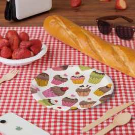 Cupcake patroon, Muffin patroon, Chocolade, Harten Papieren Bordje