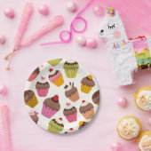 Cupcake patroon, Muffin patroon, Chocolade, Harten Papieren Bordje (Feest)