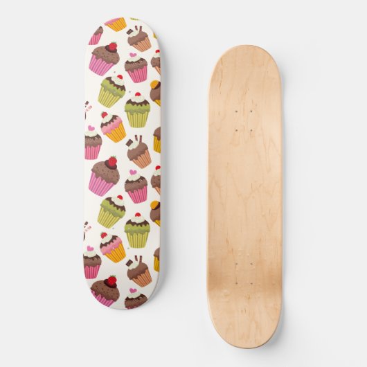 Cupcake patroon, Muffin patroon, Chocolade, Harten Persoonlijk Skateboard (Voorkant)