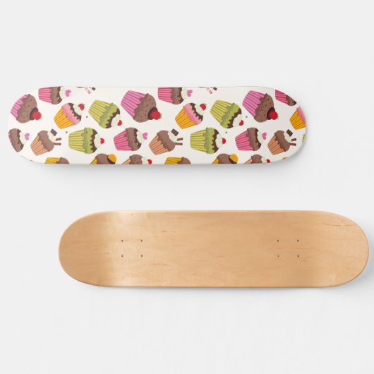 Cupcake patroon, Muffin patroon, Chocolade, Harten Persoonlijk Skateboard (Horizontaal)