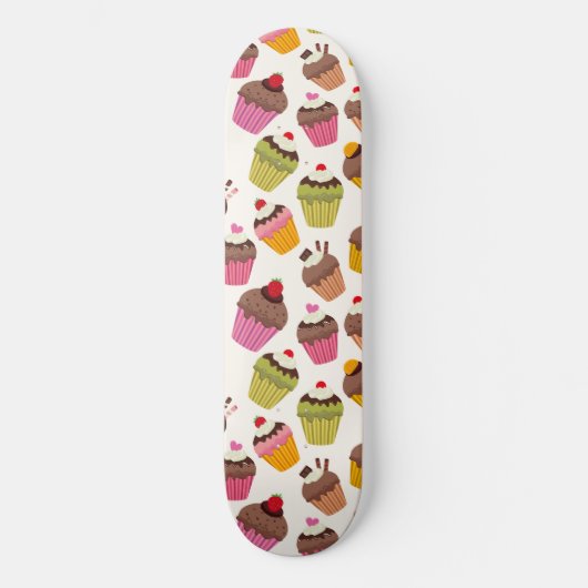 Cupcake patroon, Muffin patroon, Chocolade, Harten Persoonlijk Skateboard (Voorkant)