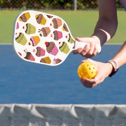 Cupcake Patroon, Muffin Patroon, Chocolade, Harten Pickleball Paddle (Insitu)