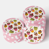 Cupcake patroon, Muffin patroon, Chocolade, Harten Poker Chips (Opstapeling)