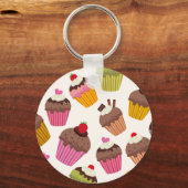 Cupcake patroon, Muffin patroon, Chocolade, Harten Sleutelhanger (Voorkant)