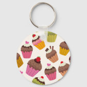 Cupcake patroon, Muffin patroon, Chocolade, Harten Sleutelhanger (Achterkant)