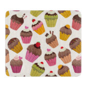 Cupcake Patroon, Muffin Patroon, Chocolade, Harten Snijplank (Voorkant)