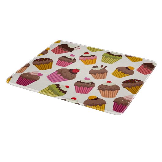 Cupcake Patroon, Muffin Patroon, Chocolade, Harten Snijplank (Hoek)