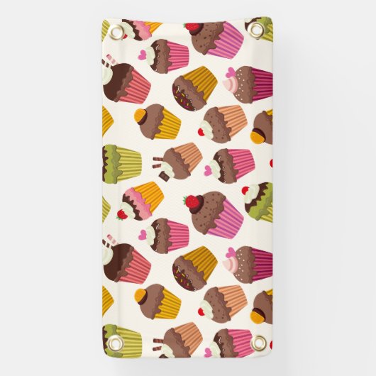 Cupcake patroon, Muffin patroon, Chocolade, Harten Spandoek (Verticaal)
