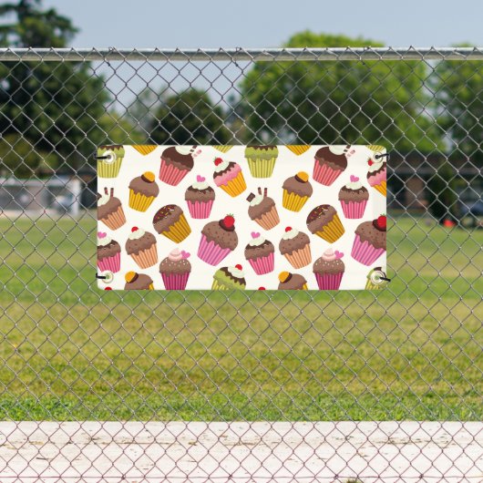 Cupcake patroon, Muffin patroon, Chocolade, Harten Spandoek (Insitu)