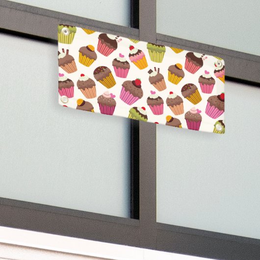 Cupcake patroon, Muffin patroon, Chocolade, Harten Spandoek (Buitenkant Gebouw)