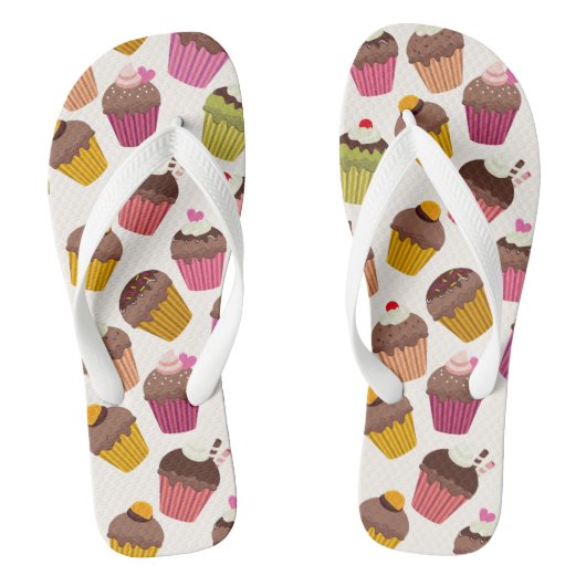 Cupcake Patroon, Muffin Patroon, Chocolade, Harten Teenslippers (Voetbed)
