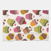 Cupcake patroon, Muffin patroon, Chocolade, Harten Theedoek (Horizontaal)