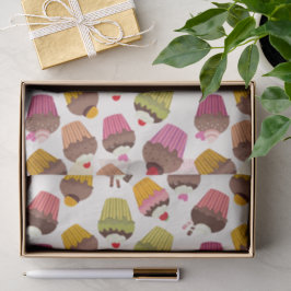 Cupcake patroon, Muffin patroon, Chocolade, Harten Tissuepapier