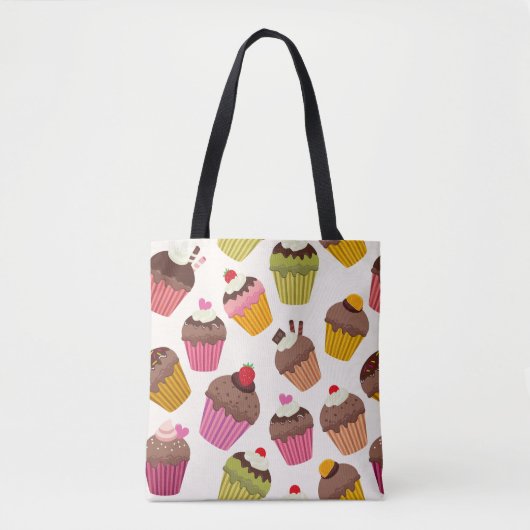 Cupcake patroon, Muffin patroon, Chocolade, Harten Tote Bag (Voorkant)