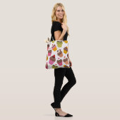 Cupcake patroon, Muffin patroon, Chocolade, Harten Tote Bag (Op model)