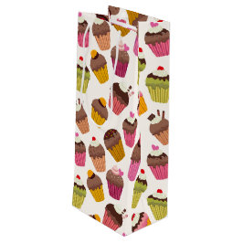 Cupcake patroon, Muffin patroon, Chocolade, Harten Wijn Cadeautas