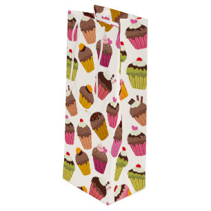 Cupcake patroon, Muffin patroon, Chocolade, Harten Wijn Cadeautas