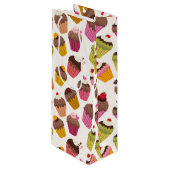 Cupcake patroon, Muffin patroon, Chocolade, Harten Wijn Cadeautas (Voorkant Gekanteld)