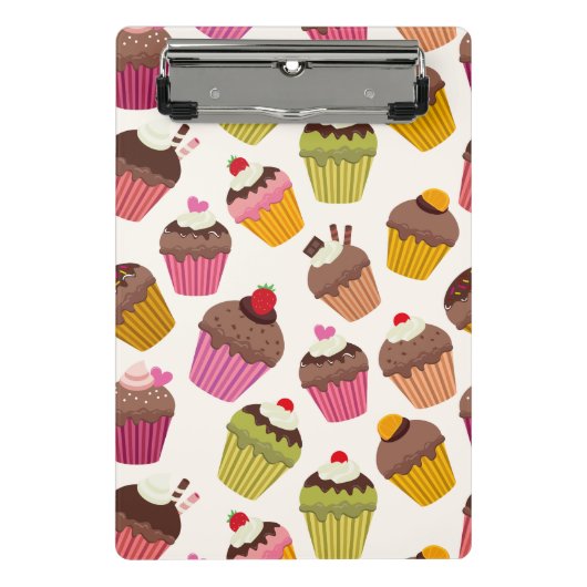 Cupcake Patroon, Muffin Patroon, Chocolade, Hartje Mini Klembord (Voorkant)