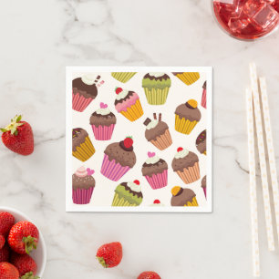Cupcake Patroon, Muffin Patroon, Chocolade, Hartje Servet