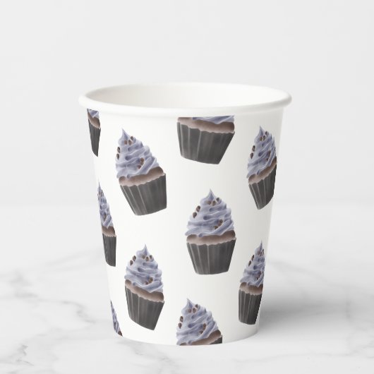 Cupcake-patroon Papieren Bekers (Voorkant)