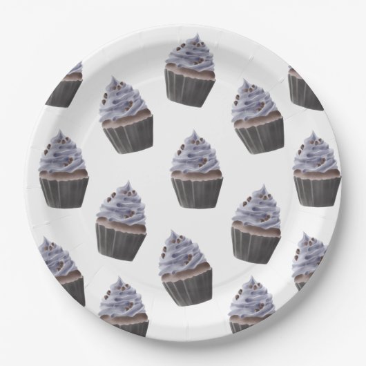 Cupcake-patroon Papieren Bordje (Voorkant)