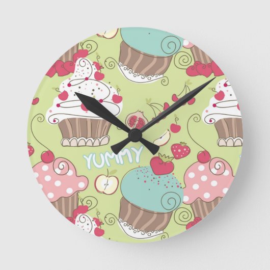 Cupcake-patroon Ronde Klok (Voorkant)