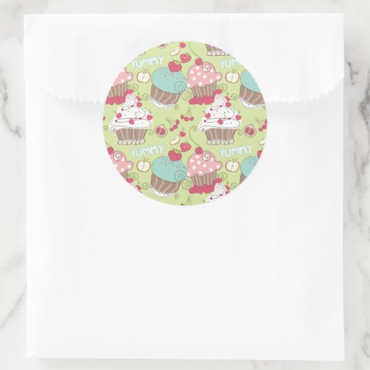 Cupcake-patroon Ronde Sticker (Tas)