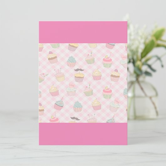 Cupcake Patroon Roze Gingham Kaart