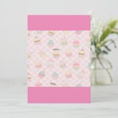 Cupcake Patroon Roze Gingham Kaart (Staand voorkant)