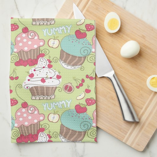 Cupcake-patroon Theedoek (Quarter Fold)