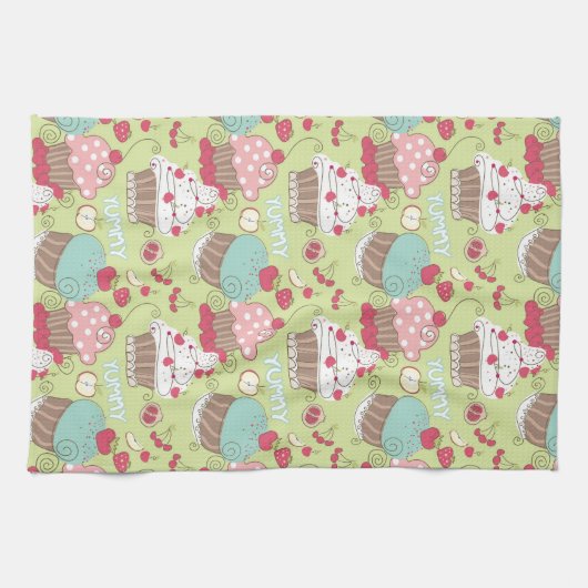 Cupcake-patroon Theedoek (Horizontaal)