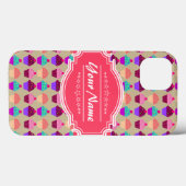 Cupcake Pattern Hot Pink Persoonlijke naam Case-Mate iPhone Case (Achterkant (horizontaal))