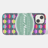 Cupcake Pattern MintPersonalized Name iPhone Hoesje (Achterkant horizontaal)